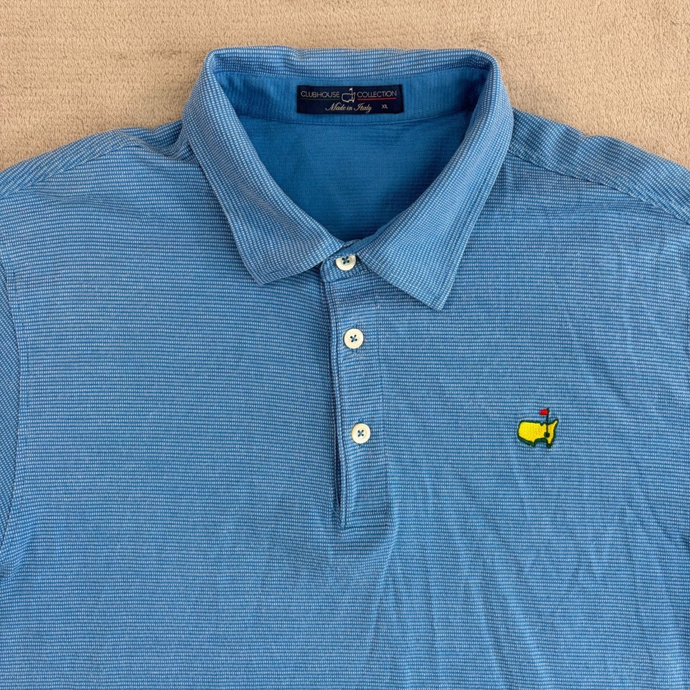 Clubhouse Collection Masters Logo Golf Polo Shirt Men XL Blue SS Made in Italy